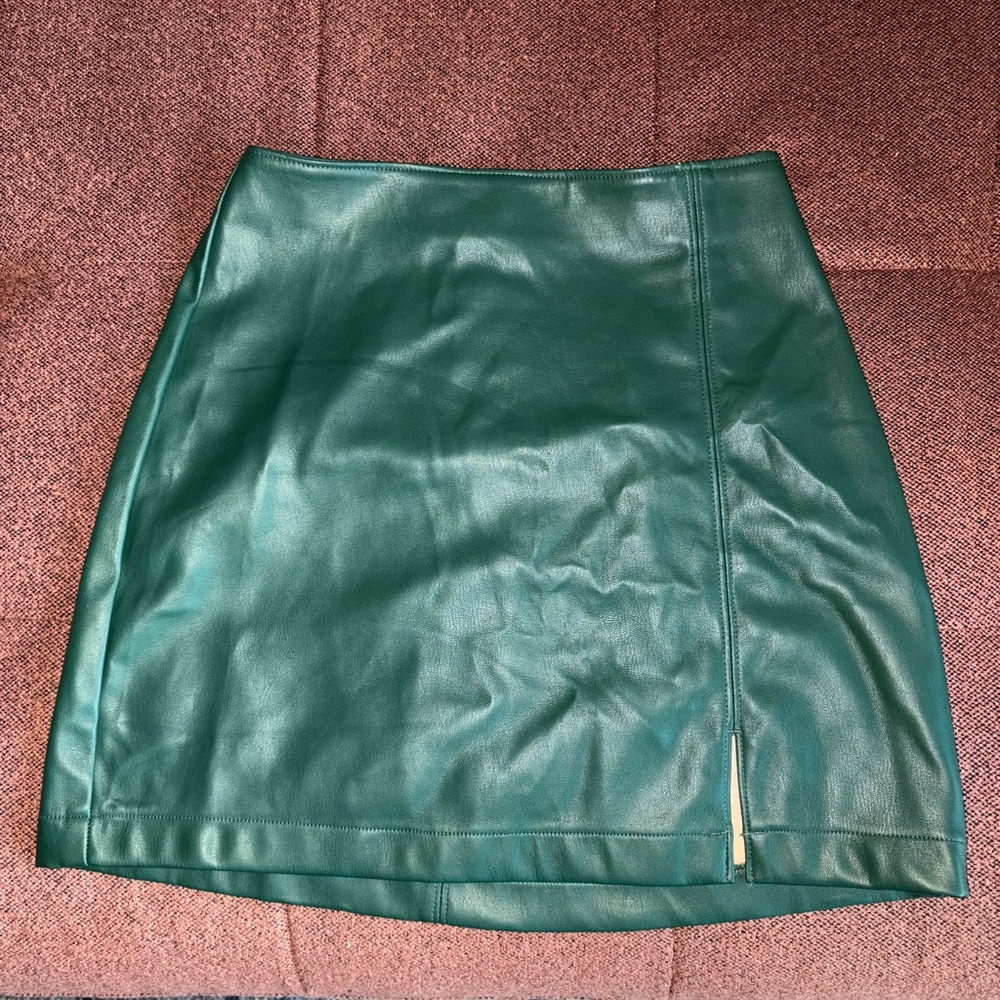 Hollister Green Leather Miniskirt